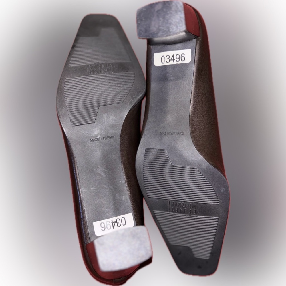 Stuart Weitzman Leather Block Heel Pumps - Picture 6 of 8